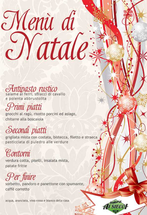 Foto Menu Di Natale.Menu Di Natale 2018 Trattoria Ai Siegoi